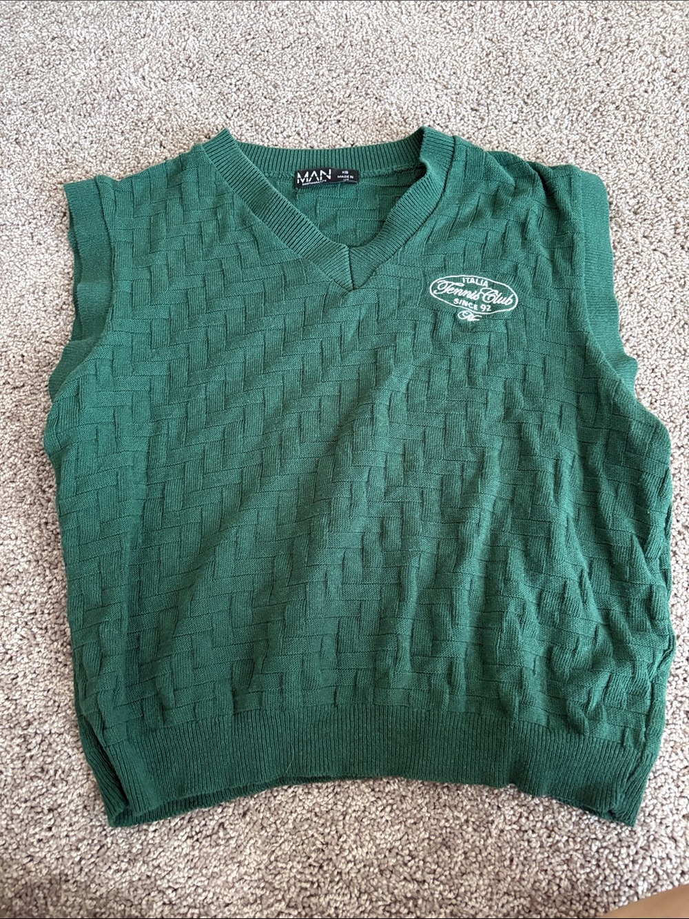 BoohooMAN Forest Green Knit Crewneck Sweater